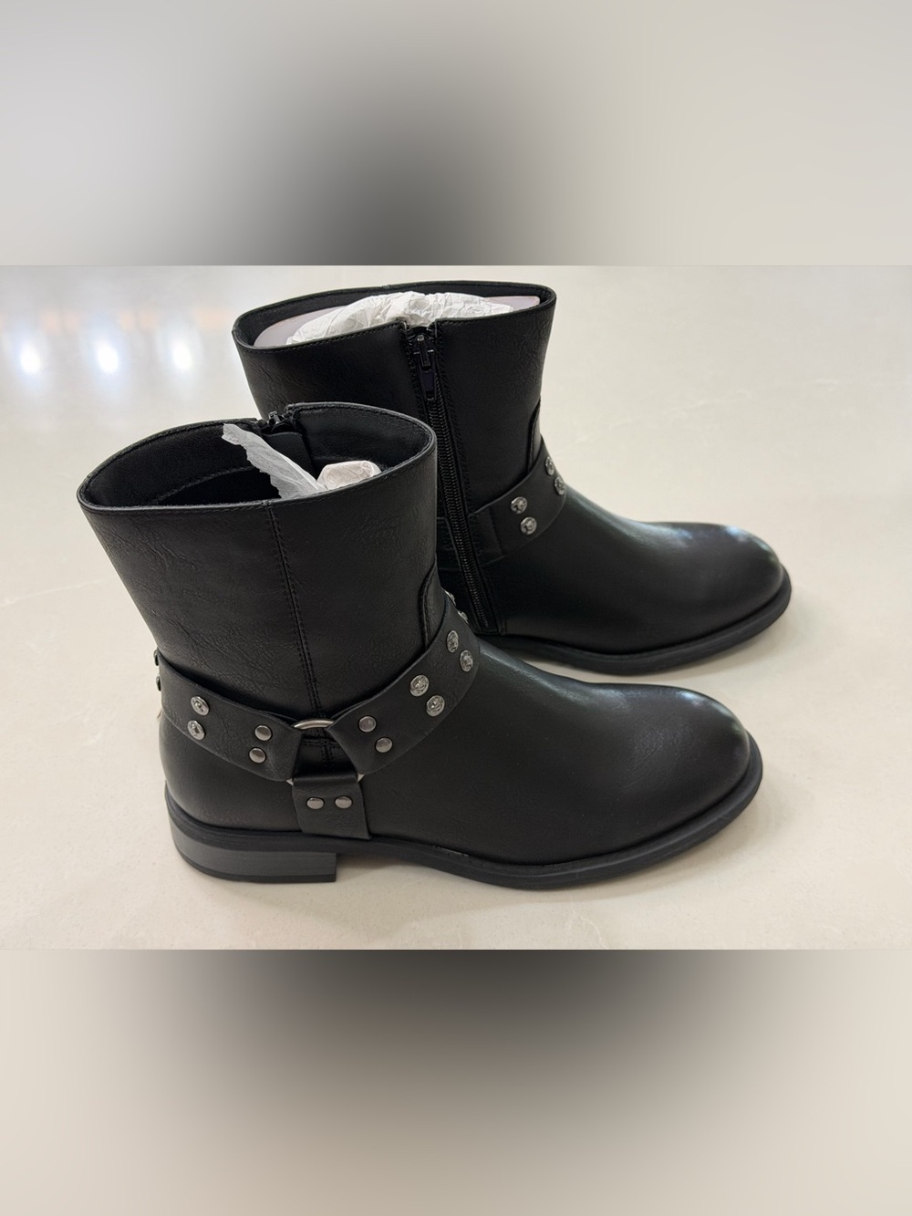 FRYE & CO. Conley Black Studded Harness Moto Ankle Boots Size 8.5 M NWT